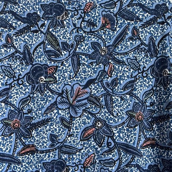 Tory Burch Floral Drawstring Cotton Dress Blue Haven - Picture 9 of 13